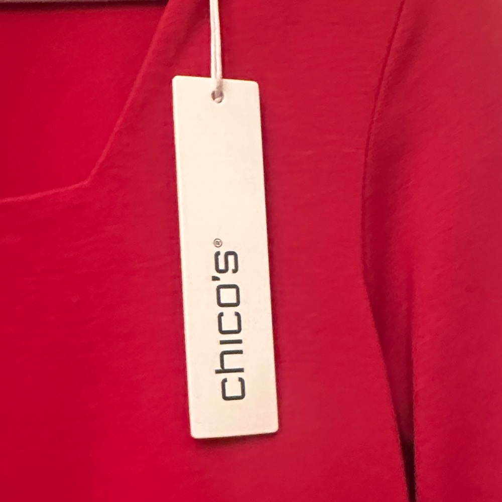 Chico's Bold Red Long Sleeve Tee Size 1 - Picture 4 of 8